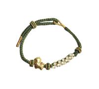 ChungLong0593 Chinese New Year Zodiac Horse Bracelet with Peach Blossom Weaving, Handmade Adjustable Lucky String Bracelet for Women, Feng Shui Jewelry for Year of the Horse, One Size, Wood, no