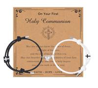ChungLong0593 Christian Gifts Couple Cross Charm Bracelets for Women Men Birthday Faith Easter Catholic Religious Meaningful Baptism Christmas Gifts, M, Nylon, no gemstone