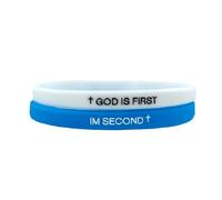 ChungLong0593 Christian Silicone Bracelet Set - God is First, I Am Second Inspirational Wristbands | Faith-Based Jewelry for Men/Women | Multi-Color Religious Gifts for Church, Youth Groups, Baptism