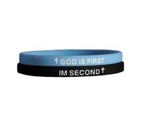 ChungLong0593 Christian Silicone Bracelet Set - God is First, I Am Second Inspirational Wristbands | Faith-Based Jewelry for Men/Women | Multi-Color Religious Gifts for Church, Youth Groups, Baptism