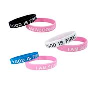 ChungLong0593 Christian Silicone Bracelet Set - God is First, I Am Second Inspirational Wristbands | Faith-Based Jewelry for Men/Women | Multi-Color Religious Gifts for Church, Youth Groups, Baptism