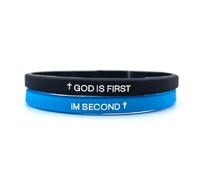 ChungLong0593 Christian Silicone Bracelet Set - God is First, I Am Second Inspirational Wristbands | Faith-Based Jewelry for Men/Women | Multi-Color Religious Gifts for Church, Youth Groups, Baptism