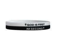 ChungLong0593 Christian Silicone Bracelet Set - God is First, I Am Second Inspirational Wristbands | Faith-Based Jewelry for Men/Women | Multi-Color Religious Gifts for Church, Youth Groups, Baptism