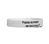 ChungLong0593 Christian Silicone Bracelet Set - God is First, I Am Second Inspirational Wristbands | Faith-Based Jewelry for Men/Women | Multi-Color Religious Gifts for Church, Youth Groups, Baptism