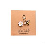 ChungLong0593 Cute Bee & Flower Charm Keychain - Inspirational “Just Bee Yourself” Pendant Bag/Key Decor for Women, Colors, Medium