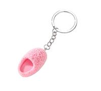 ChungLong0593 Cute Funny Resin Plush Slipper Keychain Colorful Cartoon Slipper Key Ring for Women, Pink, Medium