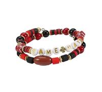 ChungLong0593 Football Game Day Beaded Bracelet “GAME DAY”/“DOWN TOUCH” Charms, Sports Fan Jewelry for Team Spirit for Women/Men, M, Resin, no gemstone