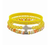 ChungLong0593 God Is In Control Christian Stackable Bracelet Set for Women Men, 3Pcs Inspirational Faith Cross Beaded Silicone Bracelets, Religious Bible Verse Elastic Wristbands Gift, One Size