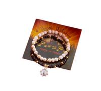 ChungLong0593 Halloween Beaded Charm Bracelets for Women, Spooky Pumpkin Ghost Bat Spider Natural Stone Stretch Stack Bracelet, Trick or Treat Holiday Costume Jewelry Gift, One Size, Wood, no gemstone