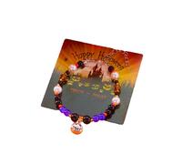 ChungLong0593 Halloween Beaded Charm Bracelets for Women, Spooky Pumpkin Ghost Bat Spider Natural Stone Stretch Stack Bracelet, Trick or Treat Holiday Costume Jewelry Gift, One Size, Wood, no gemstone