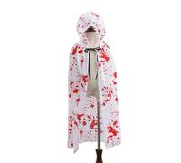 ChungLong0593 Halloween Hooded Cloak-Checkerboard Print Cape, Cosplay Costume for Party, Witch Role Play Outfit, White, 140 cm