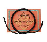 ChungLong0593 Handmade Braided Protection String Bracelet - Adjustable Red/Black/Navy Lucky Amulet with Blessing Totem & Greeting Card, Spiritual Jewelry for Men Women, One Size, Polyester, no