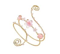 ChungLong0593 Handmade Gold Wire Wrap Arm Cuff for Women, Adjustable Floral Butterfly Seashell Upper Arm Bracelet, Boho Fairy Arm Band Bangle Wedding Beach Party Jewelry, One Size, Alloy, no gemstone