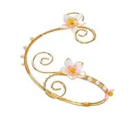 ChungLong0593 Handmade Gold Wire Wrap Arm Cuff for Women, Adjustable Floral Butterfly Seashell Upper Arm Bracelet, Boho Fairy Arm Band Bangle Wedding Beach Party Jewelry, One Size, Alloy, no gemstone