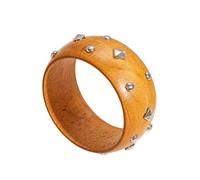 ChungLong0593 Handmade Vintage Carved Wooden Bangle Bracelet for Women, Ethnic Boho Wide Cuff with Floral/Geometric/Traditional Patterns, Natural Wood Statement Jewelry, One Size, Wood, no gemstone