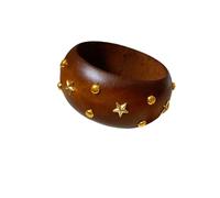 ChungLong0593 Handmade Vintage Carved Wooden Bangle Bracelet for Women, Ethnic Boho Wide Cuff with Floral/Geometric/Traditional Patterns, Natural Wood Statement Jewelry, One Size, Wood, no gemstone
