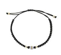 ChungLong0593 Initial Letter Bracelet for Women Men, Adjustable Black Braided Rope Bracelet Beads, Custom Alphabet Charm Friendship Bracelet Jewelry Gift, M, Acrylic, no gemstone