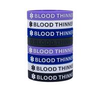 ChungLong0593 Medical Alert Silicone Bracelets - Blood Thinner Emergency Identification Wristbands, Multi-Color Adult Size Comfortable Silicone Wristbands, One Size, Silicone, no gemstone
