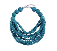 ChungLong0593 Multi Layer Beaded Statement Necklace for Women, Boho Colorful Wooden Bead Choker, Chunky Vintage Collar Necklace with Adjustable Chain, Fashion Jewelry for Party Daily Wear, M, Resin