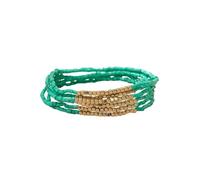 ChungLong0593 Multi-Strand Seed Bead Stretch Bracelet for Women - Elastic Stackable Bracelet with Gold Accent Beads, Lightweight Bohemian Summer Jewelry, One Size, Plastic, no gemstone