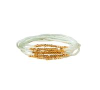 ChungLong0593 Multi-Strand Seed Bead Stretch Bracelet for Women - Elastic Stackable Bracelet with Gold Accent Beads, Lightweight Bohemian Summer Jewelry, One Size, Plastic, no gemstone