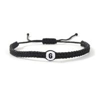 ChungLong0593 Personalized Initial Letter Bracelet, Adjustable Black Macrame Rope Bracelet with Alphabet Charm, Custom Monogram Friendship Bracelet Jewelry for Women Men, One Size, Wood, no gemstone