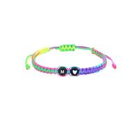 ChungLong0593 Rainbow Initial Bracelets 26 Letters Initial Heart Charms Bracelet for Women A-Z Colorful Braided Bracelets Handmade Adjustable Jewelry for Mom Daughter Birthday Jewelry Gift, M, Nylon