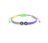 ChungLong0593 Rainbow Initial Bracelets 26 Letters Initial Heart Charms Bracelet for Women A-Z Colorful Braided Bracelets Handmade Adjustable Jewelry for Mom Daughter Birthday Jewelry Gift, M, Nylon