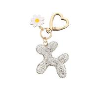 ChungLong0593 Rhinestone Balloon Dog Keychain - Sparkly Crystal Purse Charm for Handbags, Keys, Backpacks, Silver a, Medium