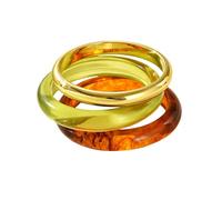 ChungLong0593 Stackable Bangle Set for Women - 3 Pcs Resin & Gold Plated Metal Chunky Bracelets, Boho Statement Fashion Jewelry, Multiple Color Options for Daily Wear, Party & Gift, One Size, Resin