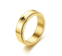 ChungLong0593 Stainless Steel Cross Spinner Ring for Men Women, Anxiety Relief Fidget Band Religious Christian Jewelry Gift, Metal, No Gemstone