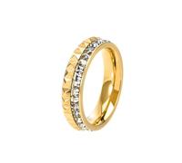 ChungLong0593 Stainless Steel Pyramid Edge CZ Eternity Band Ring for Men Women, Square Cubic Zirconia Wedding Band, Metal, No Gemstone
