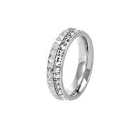 ChungLong0593 Stainless Steel Pyramid Edge CZ Eternity Band Ring for Men Women, Square Cubic Zirconia Wedding Band, Metal, No Gemstone