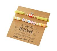 ChungLong0593 Teacher Bracelet for Women - Teacher Appreciation Gifts Stackable Beaded Bracelet with TEACH INSPIRE Letter Beads & Apple Charm, Graduation Gifts for Teacher, One Size, Acrylic, no