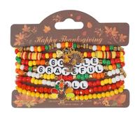 ChungLong0593 Thanksgiving Beaded Bracelet Set for Women, Fall Turkey Pumpkin Charm Stackable Stretch Bracelets, GOBBLE GRATEFUL FALL Letter Bracelet Thanksgiving Jewelry Gift, One Size, Alloy, no