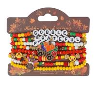 ChungLong0593 Thanksgiving Beaded Bracelet Set for Women, Fall Turkey Pumpkin Charm Stackable Stretch Bracelets, GOBBLE GRATEFUL FALL Letter Bracelet Thanksgiving Jewelry Gift, One Size, Alloy, no