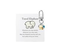 ChungLong0593 Travel Elephant Keychain, Cute Elephant Keyring with Wish Card Creative Name Initials 26 Letters, Blue, Medium