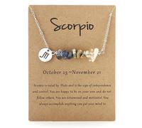 ChungLong0593 Zodiac Natural Stone Zodiac Charm Necklace 12 Constellation Astrology Healing Gemstone Crystal Card Necklace for Women Girls Teens Birthday Anniversary Friendship Exquisite Jewelry Gift