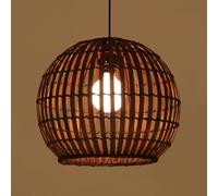 CHUNGYANG Bamboo Pendant Light Round Spherical Handwoven Wicker Hanging Lamp E27 Base Boho Chandelier for Entryway Kitchen Island Natural Bamboo Lampshade Dining Living Room Hanging Pendant Lighting