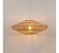 CHUNGYANG Chinese Rattan Woven Pendant Lamp Japanese Pastoral Bedroom Pendant Light Hand-Woven Retro Rattan Hanging Lamp for Living Room Restaurant Farmhouse Chandelier Light Fixture for Study Island