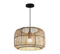 CHUNGYANG E27 Base Single Chandelier,Woven Bamboo Pendant Lighting,Modern Hand-Woven Bamboo Lampshade,Rattan Ceiling Hanging Light Fixtures,Home Illumination For Kitchen Island Living Room