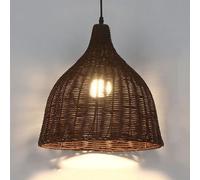 CHUNGYANG Rattan Weaving Pendant Lamp Southeast Asian Style Restaurant Hanging Lights Vintage Hand-woven Rattan Basket Lampshade E27 Base Height Adjustable Chandelier For Kitchen Island Dining Table B