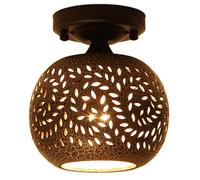 CHUNGYANG Semi Flush Mount Ceiling Light, Industrial Close To Ceiling Lighting Fixtures, Rustic Vintage Metal Black Ceiling Lamp For Kitchen Island Bedroom Hallway Farmhouse