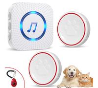 ChunHee Dog Door Bell - Doggie Doorbell Puppy Training - Dog Bells Toilet Training Smart Buttons Dog Clicker Operating at 500Feet with 55 Melodies 5 Volume Levels LED Light Flash 1Receiver 2 Bells