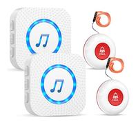 ChunHee Personal Alarms for Elderly Waterproof Elderly Alarm Call Button Caregiver Pager System for Seniors Patients Emergency Home (2 Receiver, 2 Transmitter)