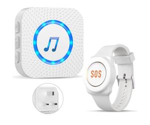 ChunHee Personal Alarms for Elderly Waterproof Elderly Alarm Call Button Caregiver Pager System for Seniors Patients Emergency Home (1 Receiver, 1 Wrist Button)