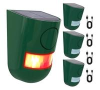 ChunHee Solar Motion Sensor Alarm Outdoor, 4 Modes Motion Activated Alarm with Siren & Flash Light, 125° Detection, IP65 Waterproof, Solar & USB Charging for Yard Farm Garden (4 Pack)