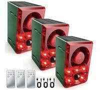 ChunHee Solar Outdoor Motion Sensor Alarm with Dog Barking Gunshot Sound, Support Recording and Adjustable Volume, 130db Loud Noise Maker 3 Work Modes Strobe Light for Home, Villa, Farm, Barn (3pack)