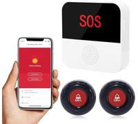 ChunHee Tuya Wifi Smart Wireless Caregiver Pager Call Button System Nurse Calling Alert System for Elderly Patient Seniors Disabled Kids 2 Emergency Panic Button 1 Receiver(only Support 2.4GHz Wi-Fi)