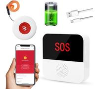 ChunHee WiFi Rechargable Smart Wireless Caregiver Pager Panic Button Linked To Phone,Personal Alarms For Elderly Linked To Phone 1*Rechargable Receiver 1*Call bell